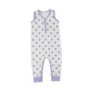 Monica & Andy Organic Geometric White Purple Romper 18-24 Months Diamonds